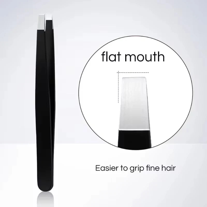 Pince à épiler professionnelle de précision en acier inoxydable, plumeuse à cheveux à pointe inclinée pour une toilettage facile, des sourcils et une barbe, imprimable et confortable