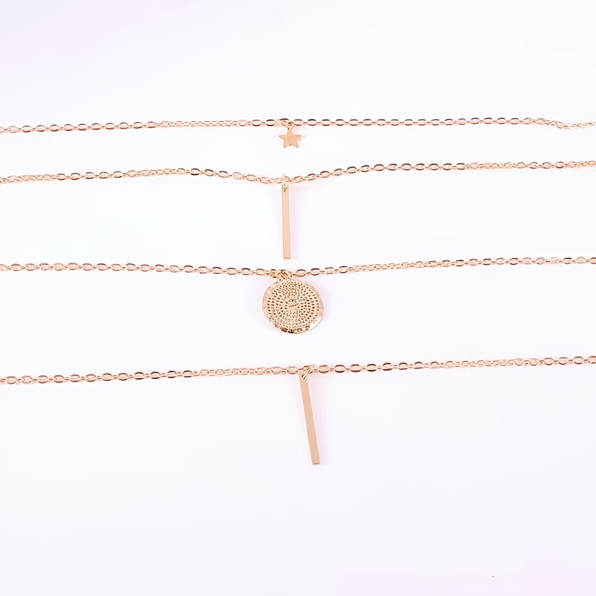 1 Fashion Layered Star Round Pendant Necklace For Women Women's Fine Jewelry Elegant Accessories Trendy