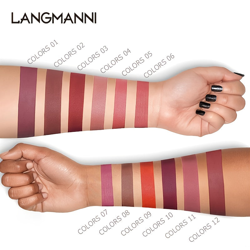 12 Colors Waterproof Long Lasting Lipstick, Natural Matte Sexy Moist Lip Gloss Nude Glitter Beauty Red Lip Tint for Valentine's Day Gifts and Music Festival