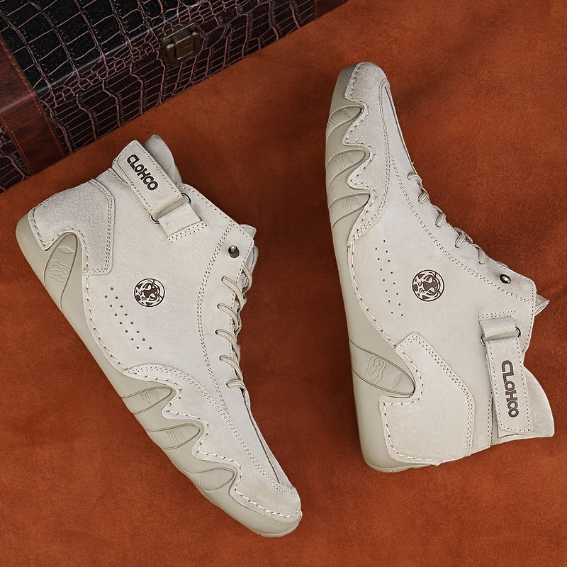 CLOHOO Brand Men'S Pig Short Boots with Lining and Elastic Closure - Preppy Style, Round Toe, Solid Color, England Scene, Spring, Fall, Winter, Summer