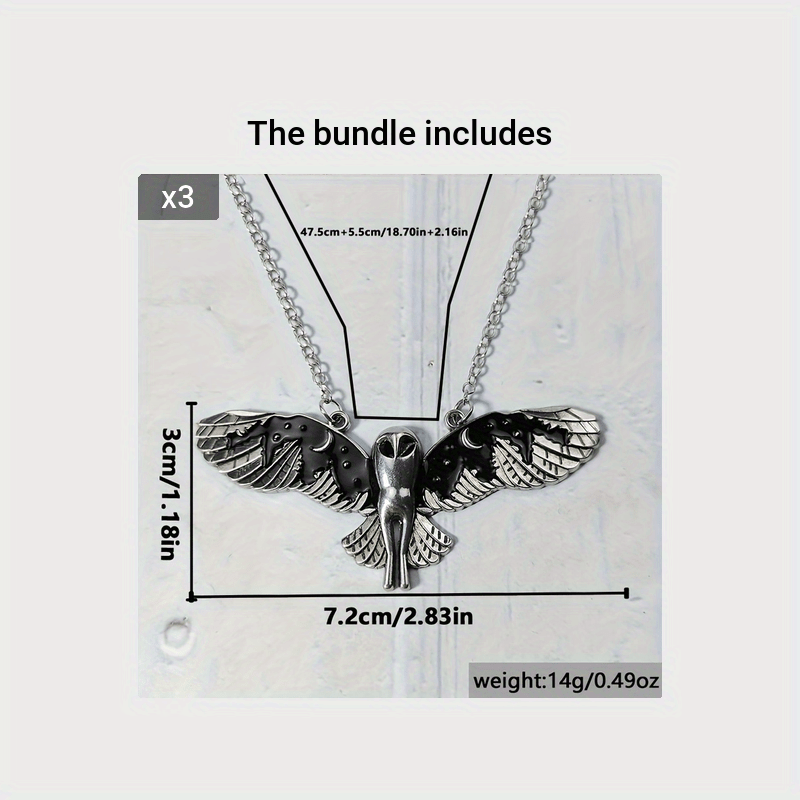 Women's Vintage Animal Totem Necklace - Silvery Owl Pendant with Moon Phase Art, Zinc Alloy Jewelry | Unique Witch Design | Perfect Gift for Ladies