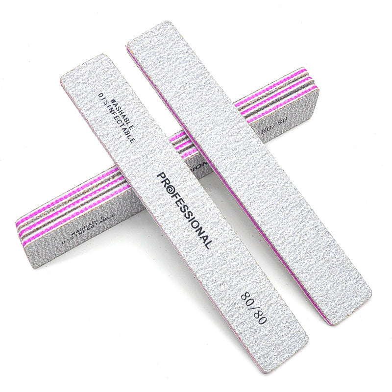 5 Pcs/Pack Square Nail File 80 100 180 Grit Poishing Files Strong Sandpaper Manicure Nails File Kit Salon Tools