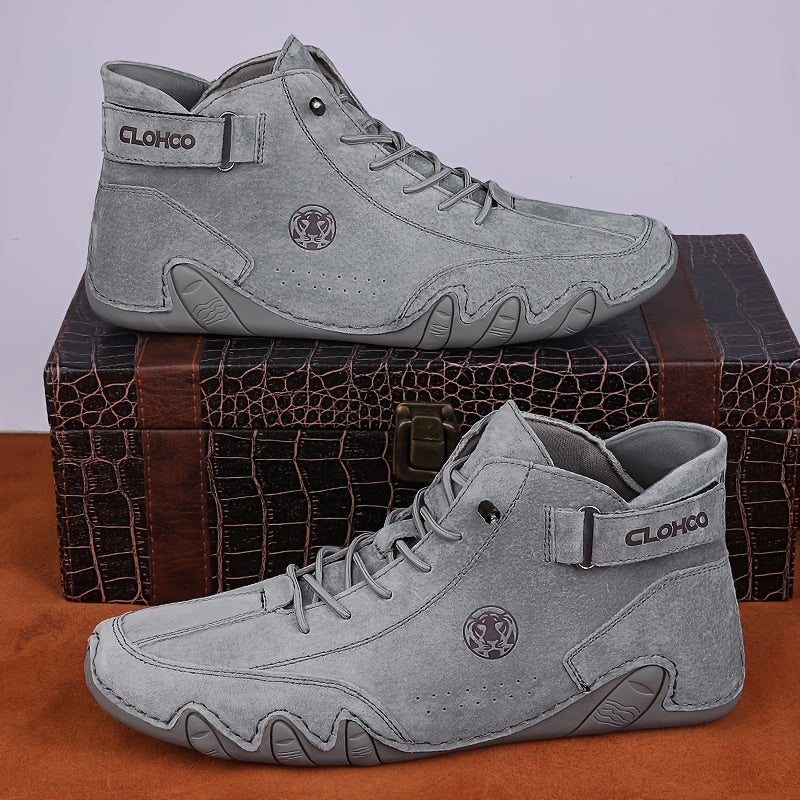 CLOHOO Brand Men'S Pig Short Boots with Lining and Elastic Closure - Preppy Style, Round Toe, Solid Color, England Scene, Spring, Fall, Winter, Summer