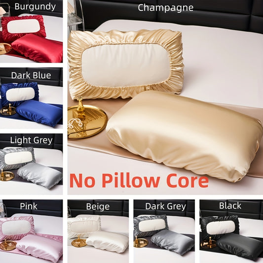 2pcs Soft And Breathable Satin Pillowcase With Elastic Cord - Perfect For A Comfortable Sleep In Your Bedroom