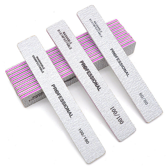 5 Pcs/Pack Square Nail File 80 100 180 Grit Poishing Files Strong Sandpaper Manicure Nails File Kit Salon Tools