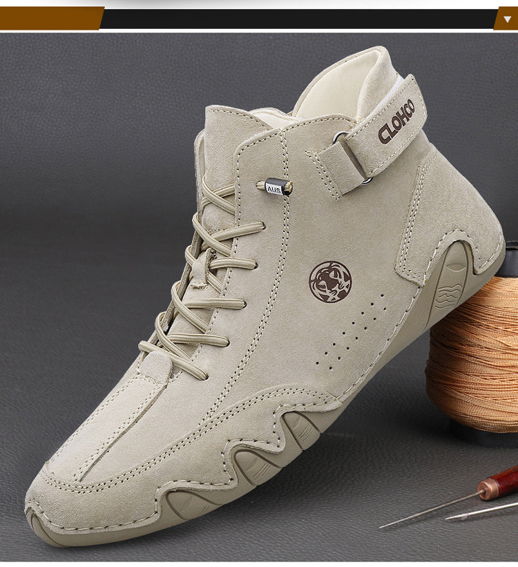 CLOHOO Brand Men'S Pig Short Boots with Lining and Elastic Closure - Preppy Style, Round Toe, Solid Color, England Scene, Spring, Fall, Winter, Summer