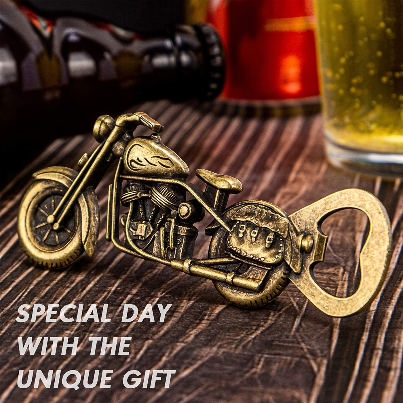 1pc Golden 5 Inches Motorcycle Bottle Opener - Perfect Gift for Beer Lovers and Men, 3 Ounces, 2 Inches/0.3 Inches