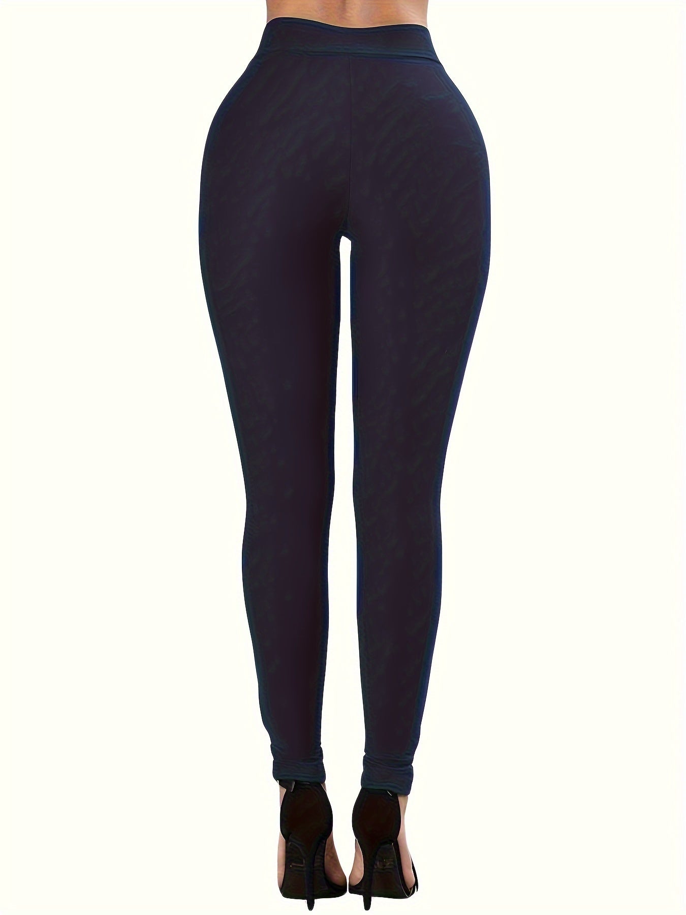 Women's Sexy High-Waisted Tight Leggings - 9/10 Length (Short Ankle) Cross-Over Strap Pants with Elastic Waistband, Solid Grey/Black/ Brown/Navy - Slim-Fit Stretchy Tummy Control for Mature Occasions, Workouts & Casual Attire