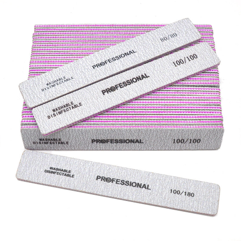 5 Pcs/Pack Square Nail File 80 100 180 Grit Poishing Files Strong Sandpaper Manicure Nails File Kit Salon Tools