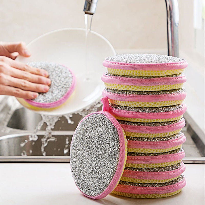 5/10pcs, Double Side Dishwashing Sponge Pan Pot Dish Wash Sponges Household Cleaning Tools Kitchen Tableware Dish Washing Brush - elite sn