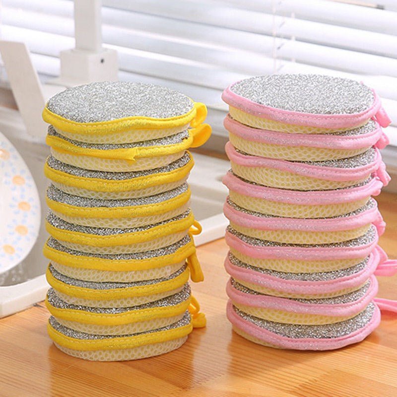 5/10pcs, Double Side Dishwashing Sponge Pan Pot Dish Wash Sponges Household Cleaning Tools Kitchen Tableware Dish Washing Brush - elite sn
