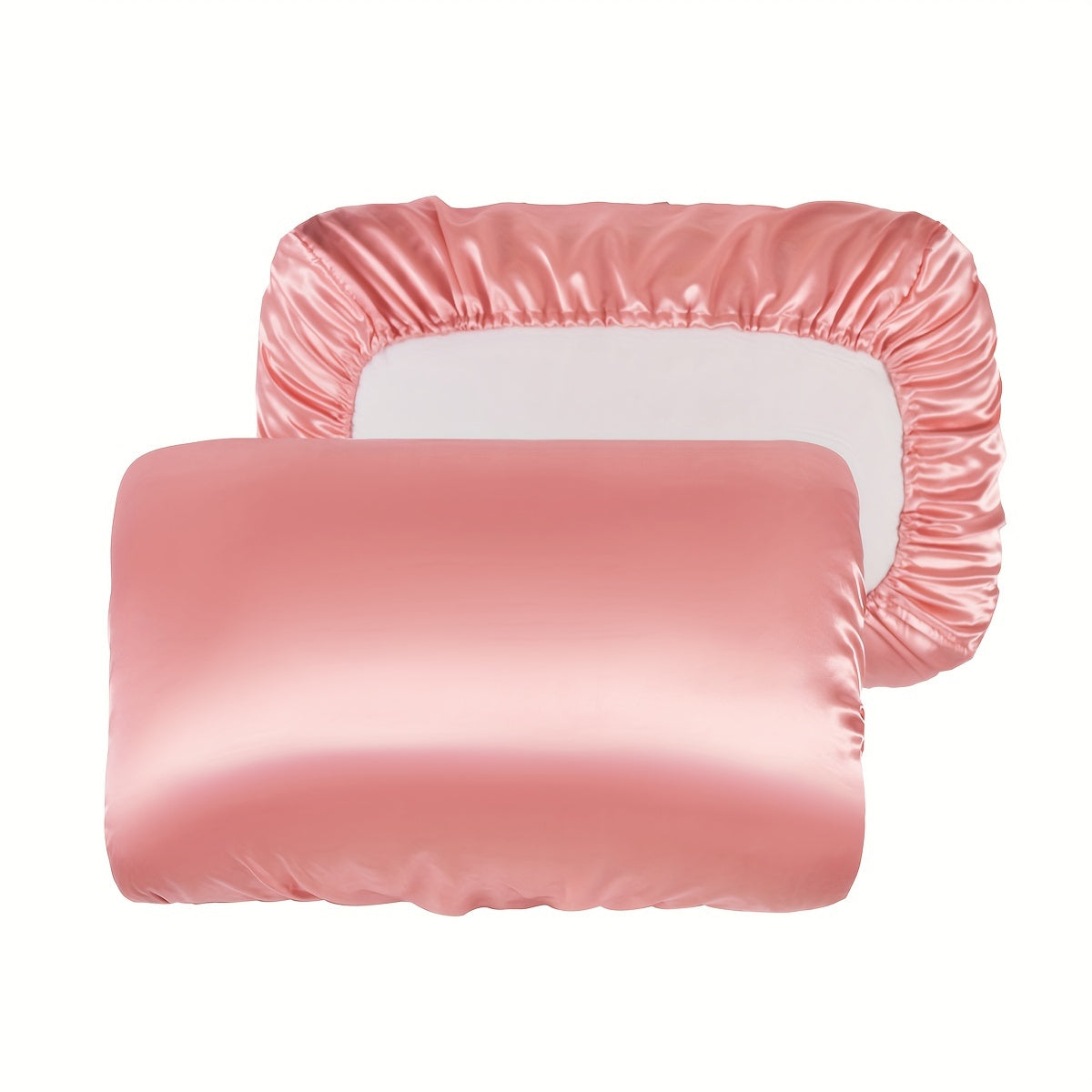 2pcs Soft And Breathable Satin Pillowcase With Elastic Cord - Perfect For A Comfortable Sleep In Your Bedroom