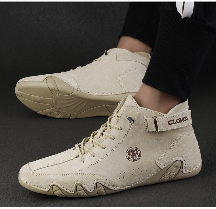 CLOHOO Brand Men'S Pig Short Boots with Lining and Elastic Closure - Preppy Style, Round Toe, Solid Color, England Scene, Spring, Fall, Winter, Summer