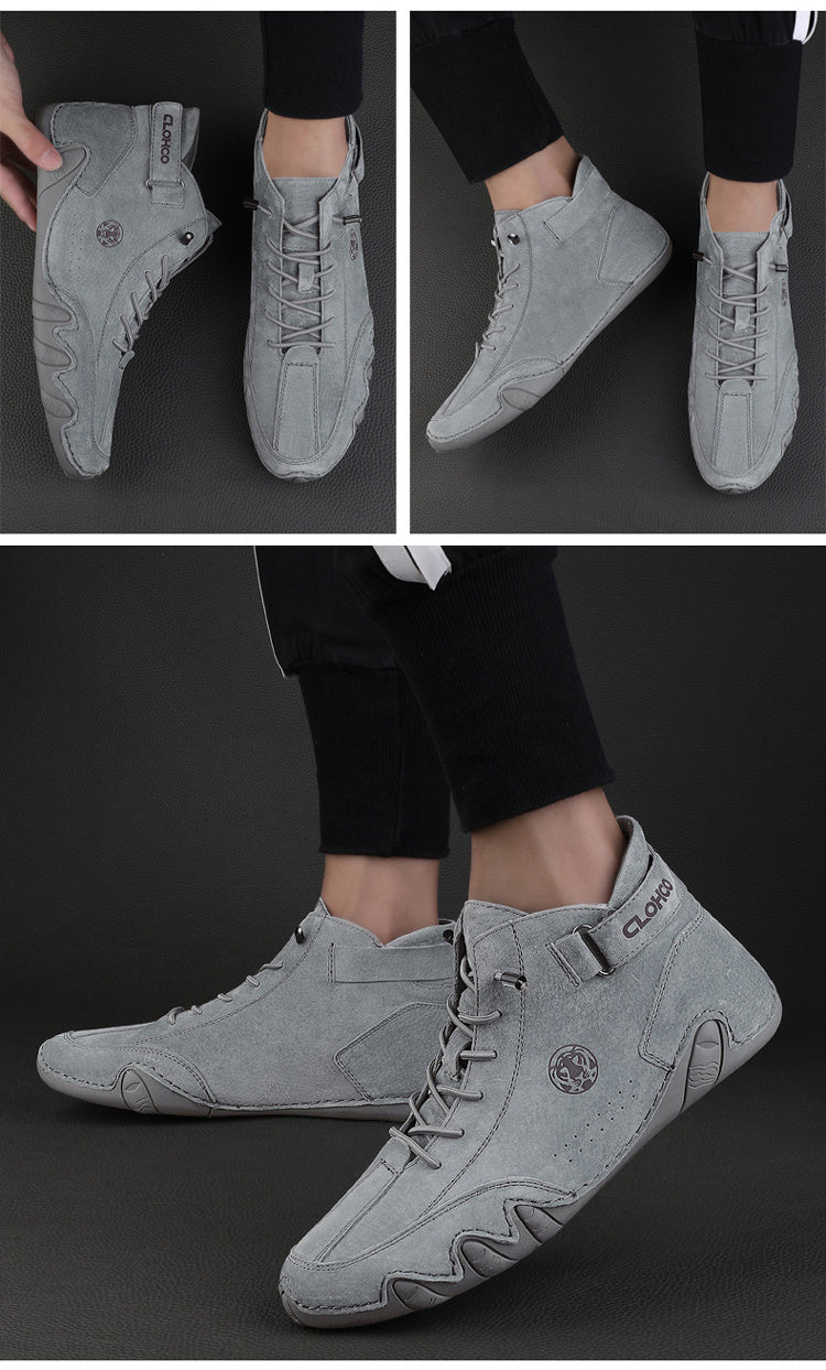 CLOHOO Brand Men'S Pig Short Boots with Lining and Elastic Closure - Preppy Style, Round Toe, Solid Color, England Scene, Spring, Fall, Winter, Summer