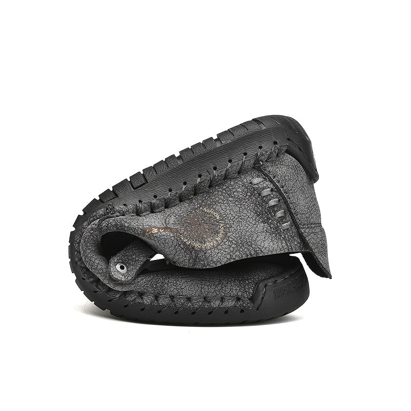 [Vintage Loafers] Brown & Black Men's Vintage Loafers | Handmade Synthetic Shoes with Zipper Closure, Round Toe & Rubber Sole for Casual & Formal Wear