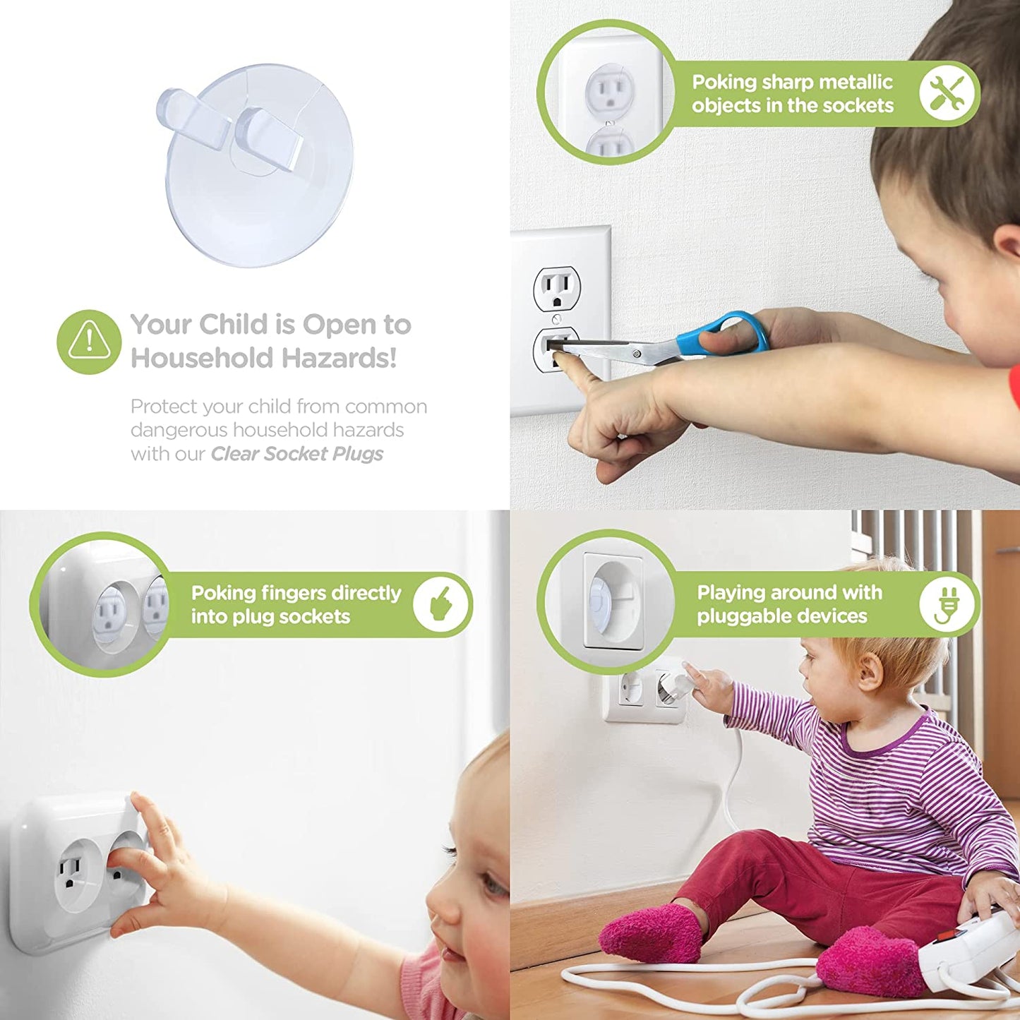 10pcs/20pcs ABERZEY Baby Proofing Safety Outlet Covers - Transparent Square Socket Protectors with Hidden Handle, Durable Plastic Child-Safe Electric Plug Covers for Kids & Toddlers, Easy Install No Tools Needed, Prevents Ele