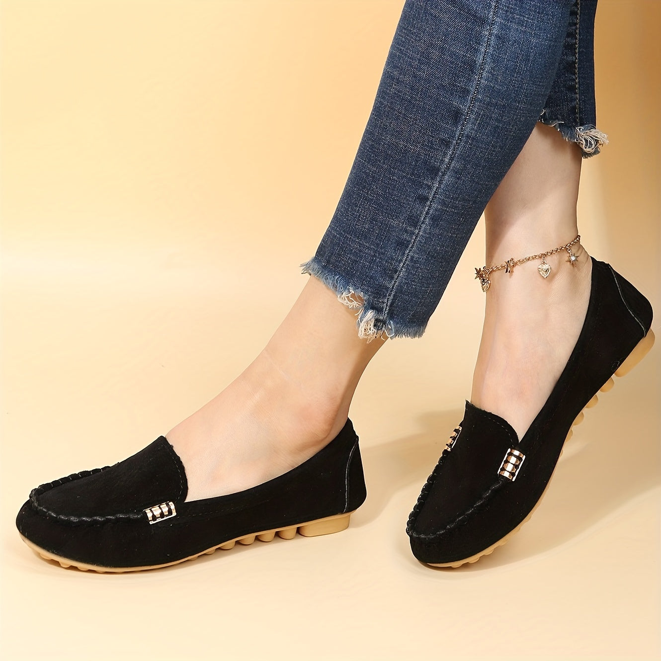 [Comfortable Loafers] Comfortable Round Toe Loafers | Women's Solid Slip On Shoes, Women's Footwear