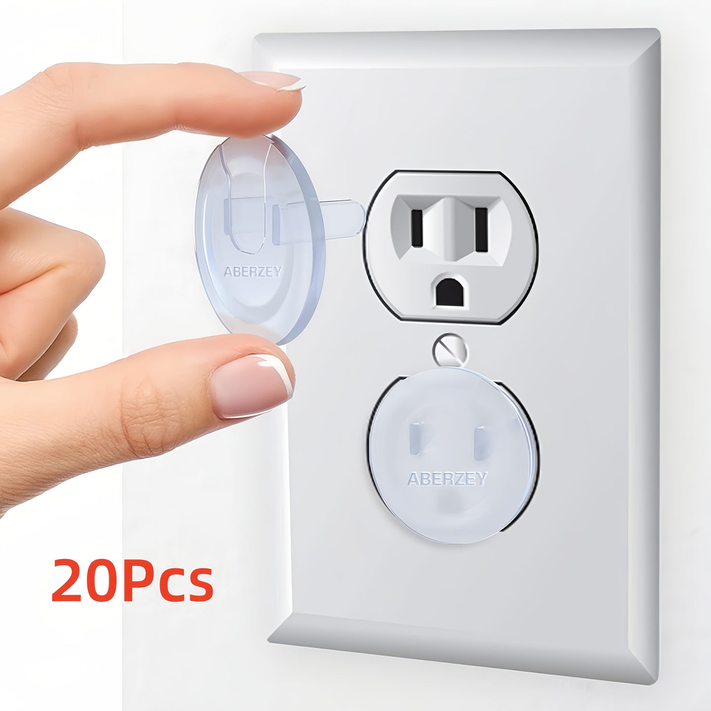 10pcs/20pcs ABERZEY Baby Proofing Safety Outlet Covers - Transparent Square Socket Protectors with Hidden Handle, Durable Plastic Child-Safe Electric Plug Covers for Kids & Toddlers, Easy Install No Tools Needed, Prevents Ele