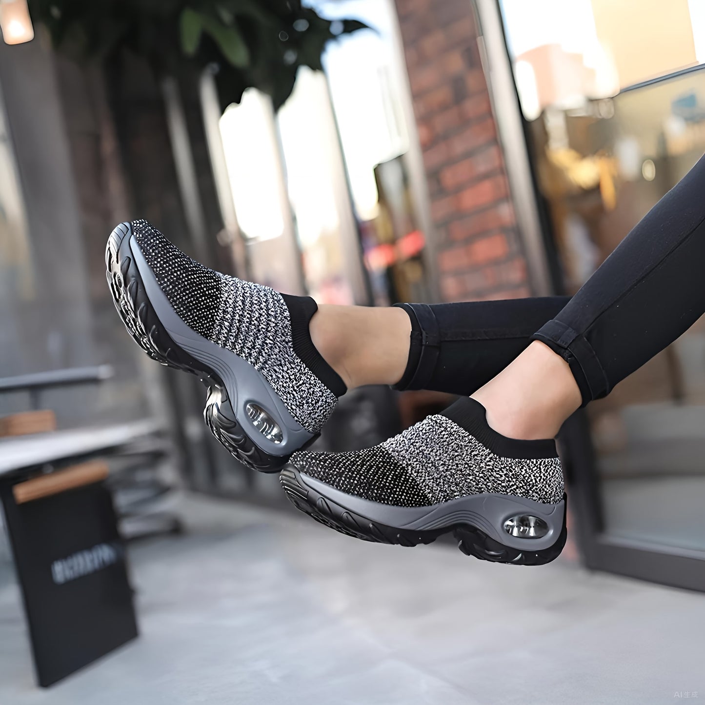 Women's Air Cushion Sole Chunky Sneakers, Lightweight Mesh Low Top Running Shoes, Women's Footwear