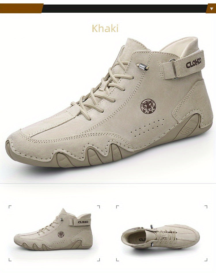 CLOHOO Brand Men'S Pig Short Boots with Lining and Elastic Closure - Preppy Style, Round Toe, Solid Color, England Scene, Spring, Fall, Winter, Summer