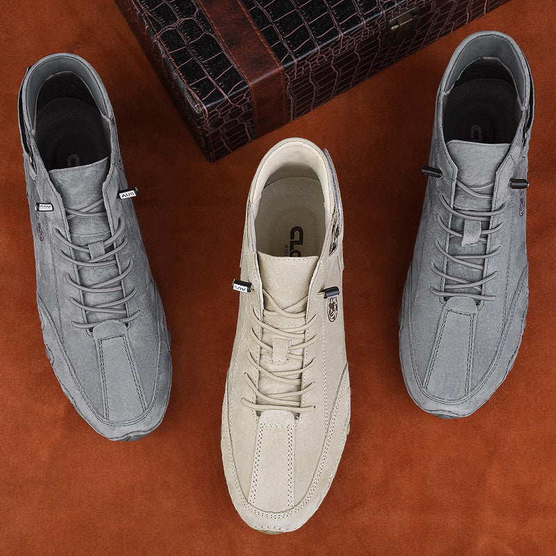 CLOHOO Brand Men'S Pig Short Boots with Lining and Elastic Closure - Preppy Style, Round Toe, Solid Color, England Scene, Spring, Fall, Winter, Summer