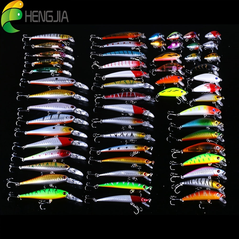 56pcs Fishing Lures Kit Crankbait Tackle Minnow Popper Pencil Swimbaits Hook Freshwater Saltwater Hard Baits Set for pike carp bass fishing christmas gift for man