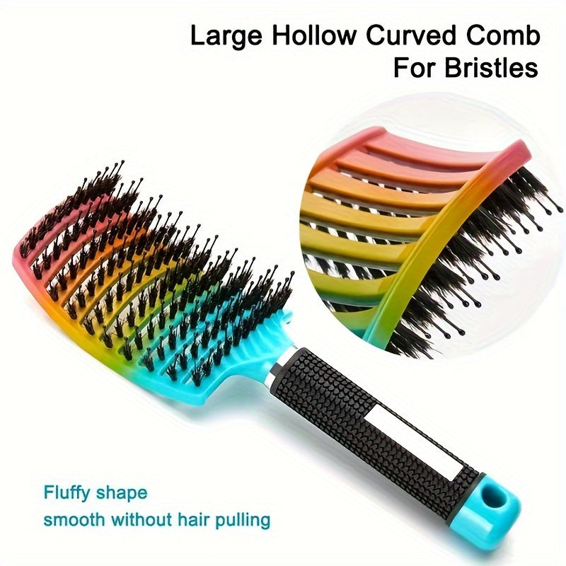 1pc Curved Vented Professional Detangling Hair Brush | Magic Scalp Massage Comb for Women, Ideal for Wet Curly Hair, Styling Tool, ABS Plastic Handle, Nylon Bristles - Perfect Christmas Gift for Friends/Relatives