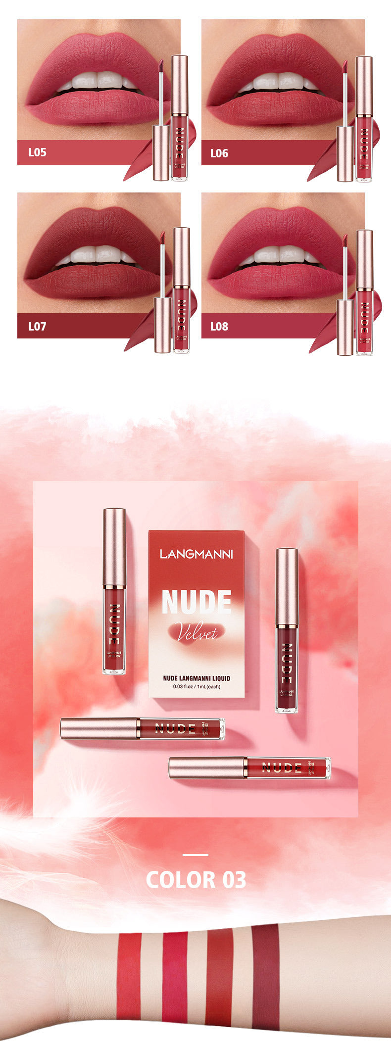 16 Pcs/Set Lipstick Set Long-Lasting Lip Gloss Velvet Glazed Matte Beauty Liquid Lipstick Makeup Valentine's Day Gifts