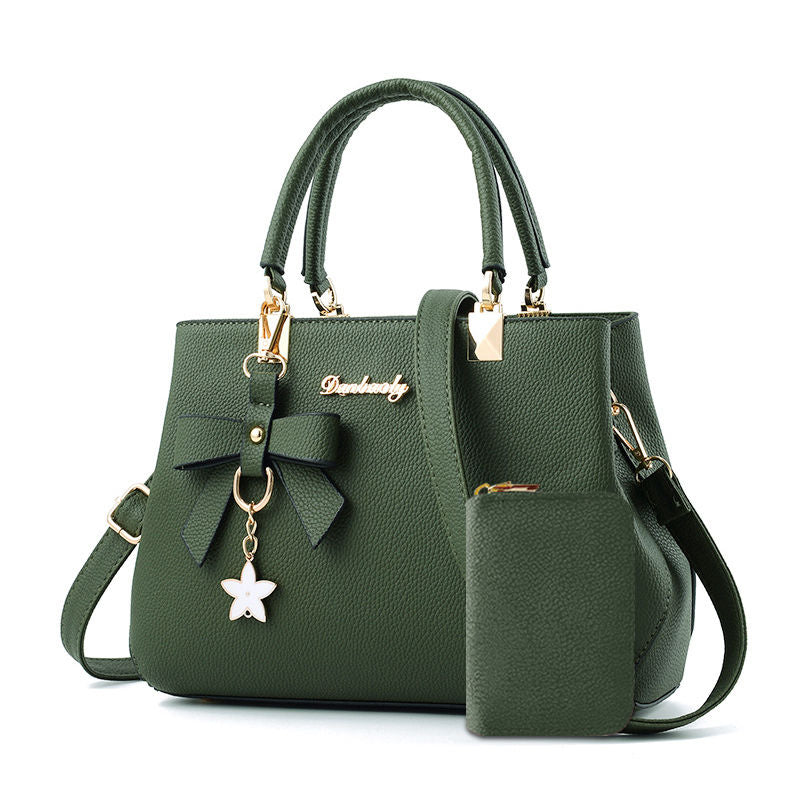 Chic Bow Decor Handbag for Women - Versatile Top Handle Satchel with Coin Purse, Adjustable Strap, And Zip Closure - Available in Khaki, Dark Pink, Light, - Synthetic Material with Acrylic Lining, Cute Handbag