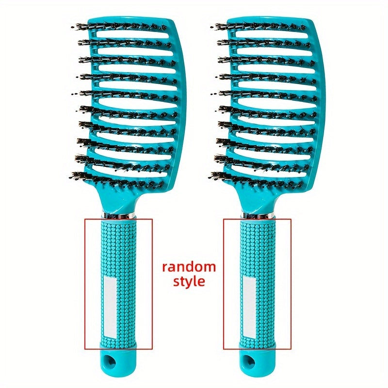 1pc Curved Vented Professional Detangling Hair Brush | Magic Scalp Massage Comb for Women, Ideal for Wet Curly Hair, Styling Tool, ABS Plastic Handle, Nylon Bristles - Perfect Christmas Gift for Friends/Relatives