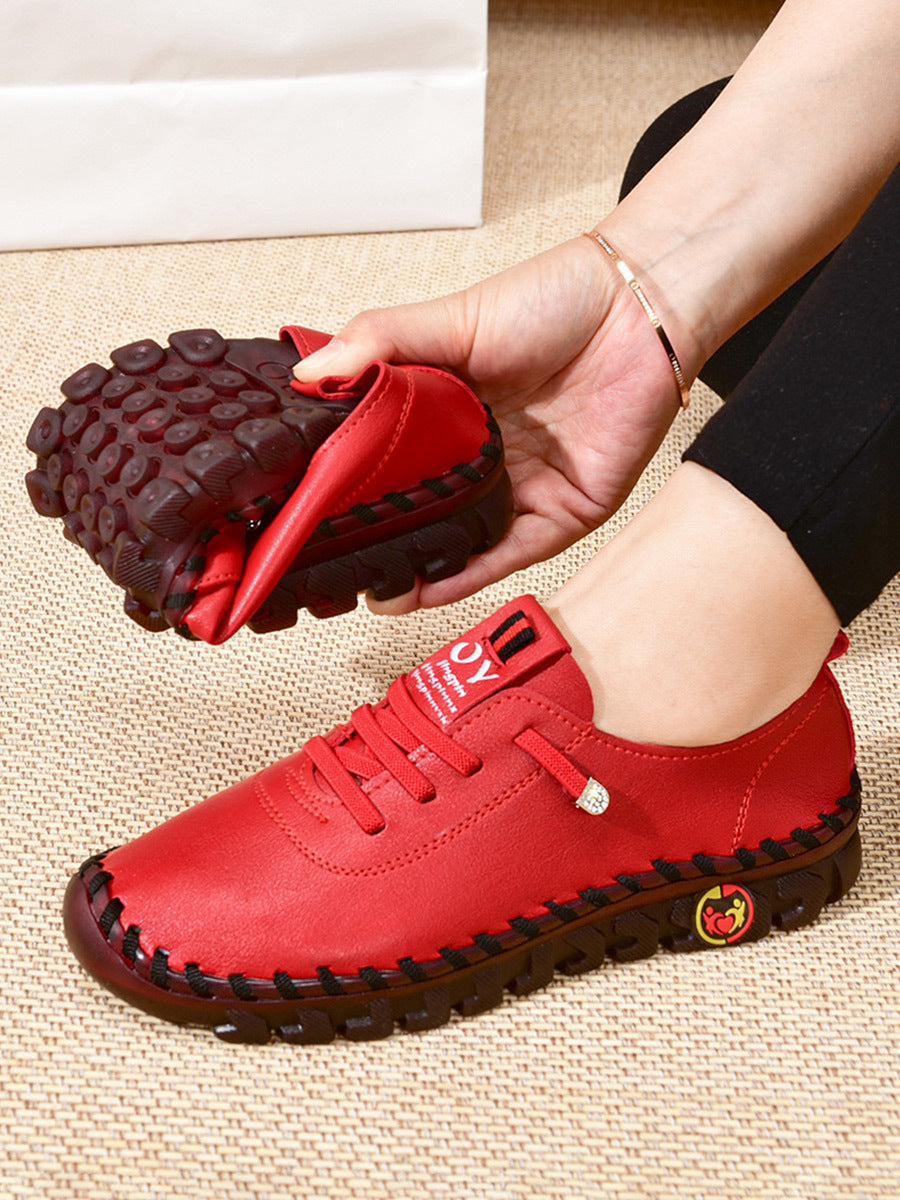 Women's Handmade & Comfortable Flat Loafers, Breathable & Lightweight Non Slip Lace Up Slip On Shoes, Women's Footwear