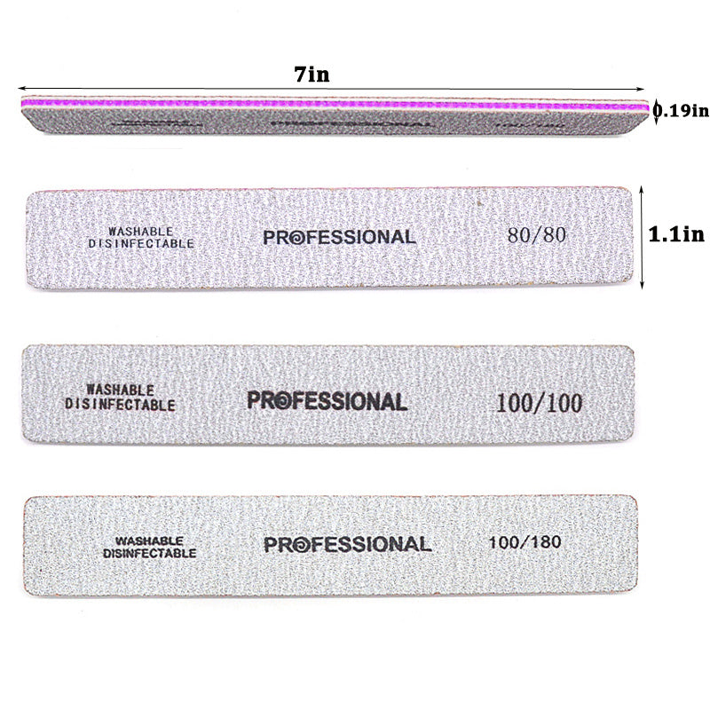5 Pcs/Pack Square Nail File 80 100 180 Grit Poishing Files Strong Sandpaper Manicure Nails File Kit Salon Tools