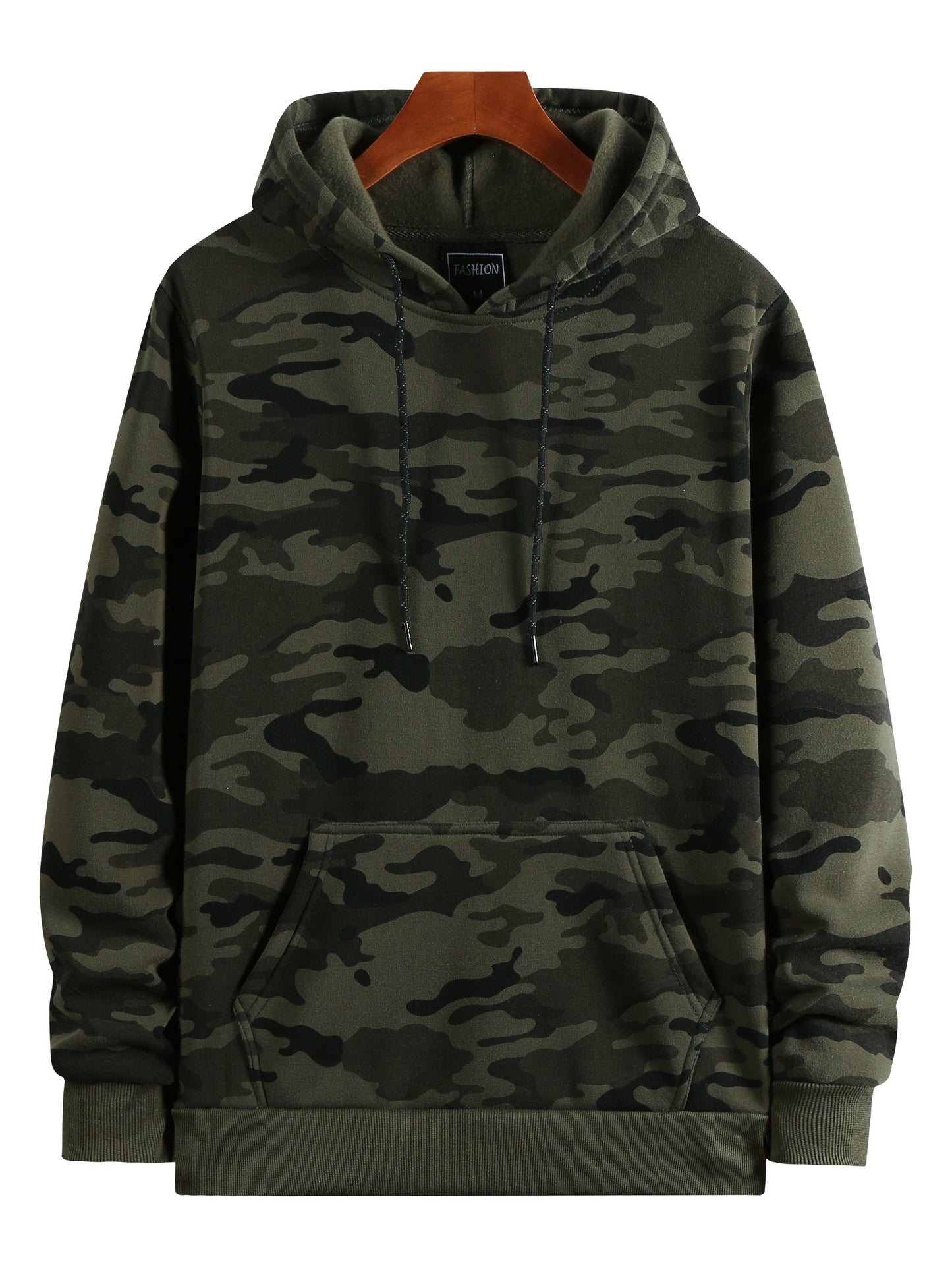 [Camouflage Sweatshirt] Autumn Winter Hooded Men's Camouflage Loose Pullover Fleece Sweatshirt | Fleece, Hooded