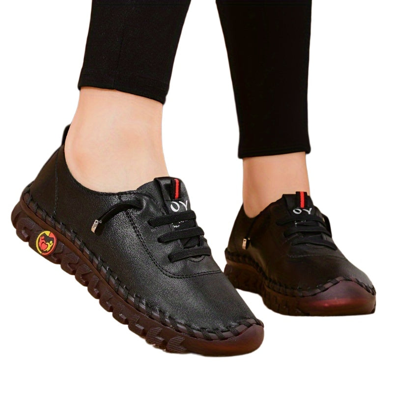 Women's Handmade & Comfortable Flat Loafers, Breathable & Lightweight Non Slip Lace Up Slip On Shoes, Women's Footwear