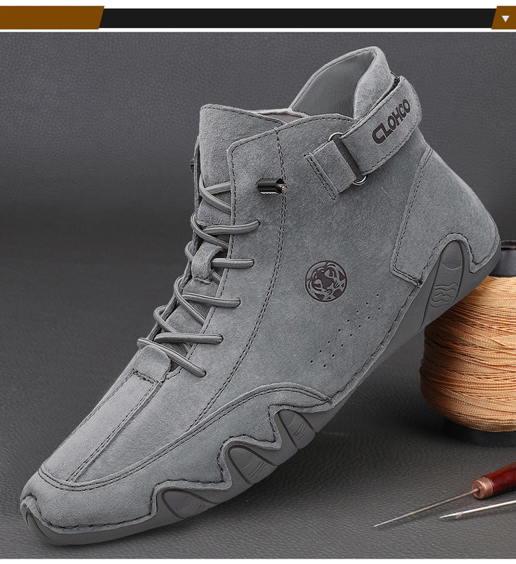 CLOHOO Brand Men'S Pig Short Boots with Lining and Elastic Closure - Preppy Style, Round Toe, Solid Color, England Scene, Spring, Fall, Winter, Summer