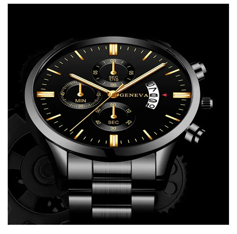 Mode hommes Montre en acier inoxydable calendrier de luxe Montre-bracelet à Quartz hommes montres d'affaires pour Homme horloge Montre Homme