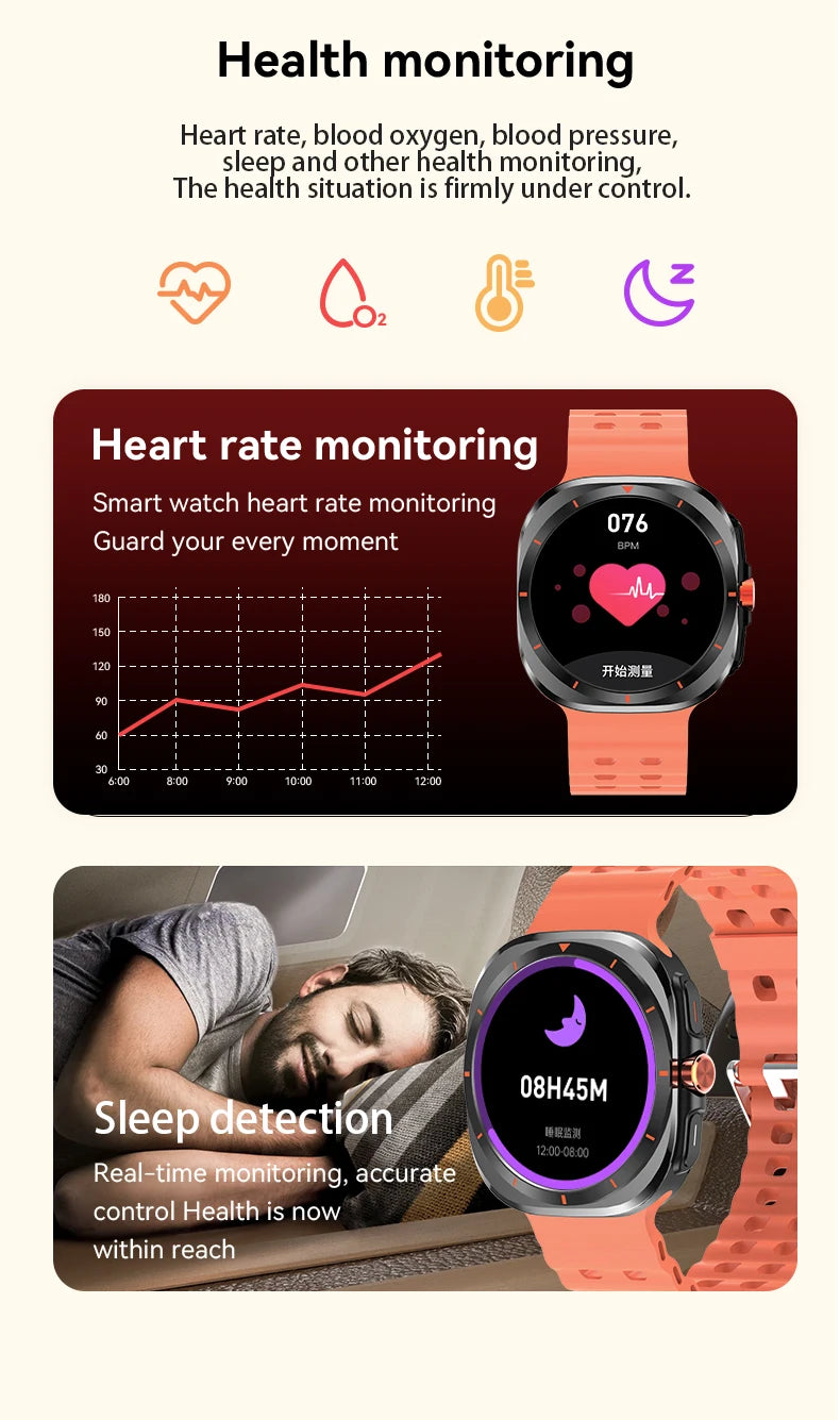 G.L Wear 2025 nouvelle montre intelligente pour hommes surveillance de la fréquence cardiaque Bluetooth appel Fitness suivi podomètre montre intelligente pour hommes