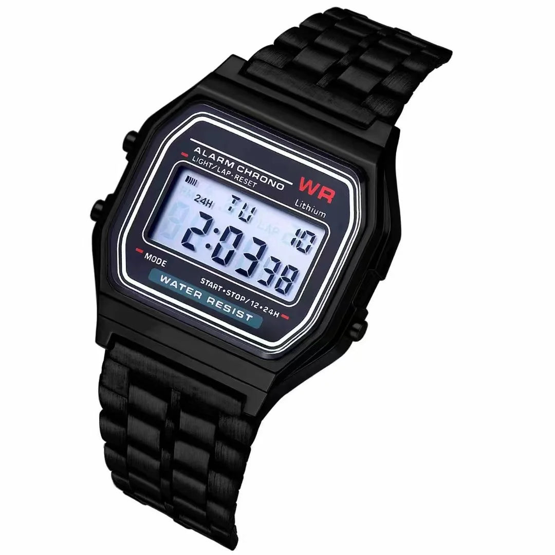 F91W montre à bracelet en acier Non étanche pour femmes, hommes, horloge d'affaires, montre de sport numérique LED multifonctionnelle, horloge électronique