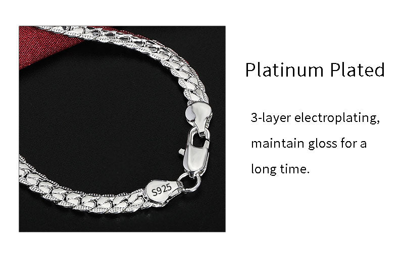 Collier en Or/Argent 18K pour Homme et Femme, Bijoux de Fiançailles et de Mariage, à la Mode, 6mm sur le Côté, 8/18/20/24 Pouces