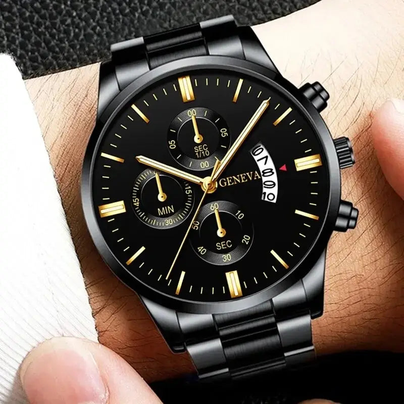 Mode hommes Montre en acier inoxydable calendrier de luxe Montre-bracelet à Quartz hommes montres d'affaires pour Homme horloge Montre Homme