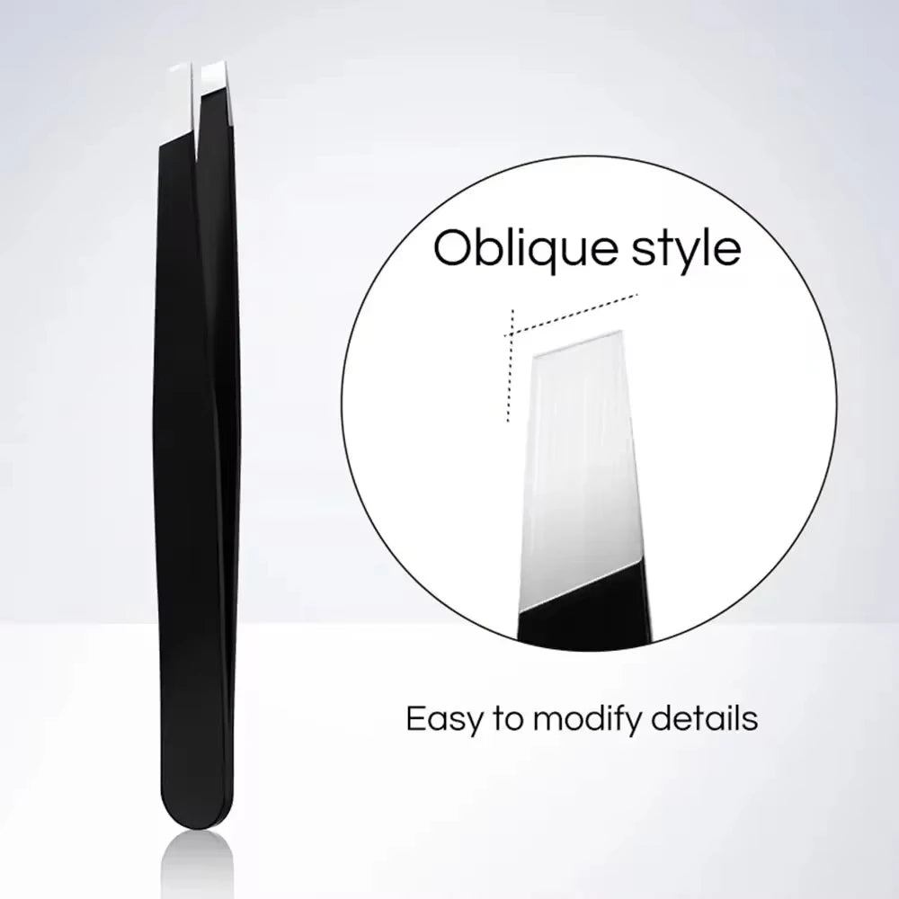 Pince à épiler professionnelle de précision en acier inoxydable, plumeuse à cheveux à pointe inclinée pour une toilettage facile, des sourcils et une barbe, imprimable et confortable