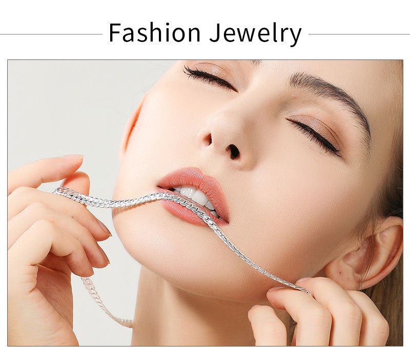 Collier en Or/Argent 18K pour Homme et Femme, Bijoux de Fiançailles et de Mariage, à la Mode, 6mm sur le Côté, 8/18/20/24 Pouces