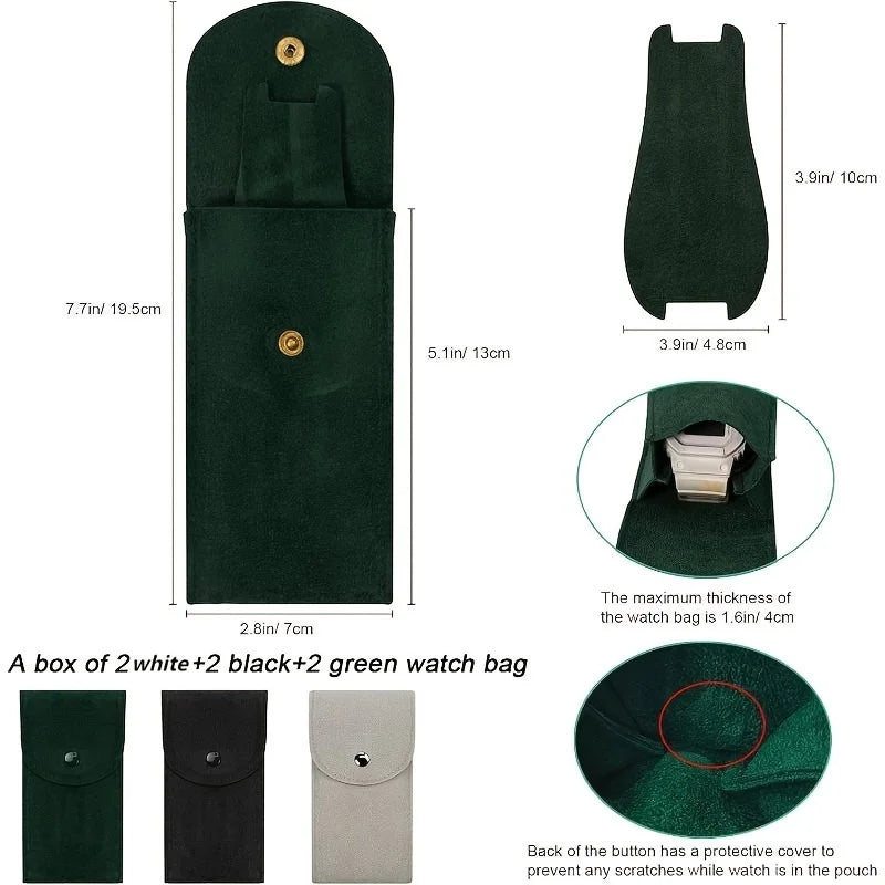 Organisateur de mallette de voyage portable pour montre unique, 6 pièces, sac de rangement en tissu flanelle pour hommes et femmes