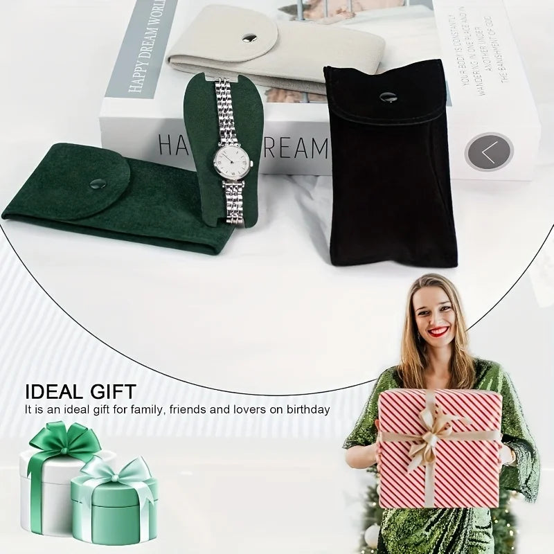 Organisateur de mallette de voyage portable pour montre unique, 6 pièces, sac de rangement en tissu flanelle pour hommes et femmes