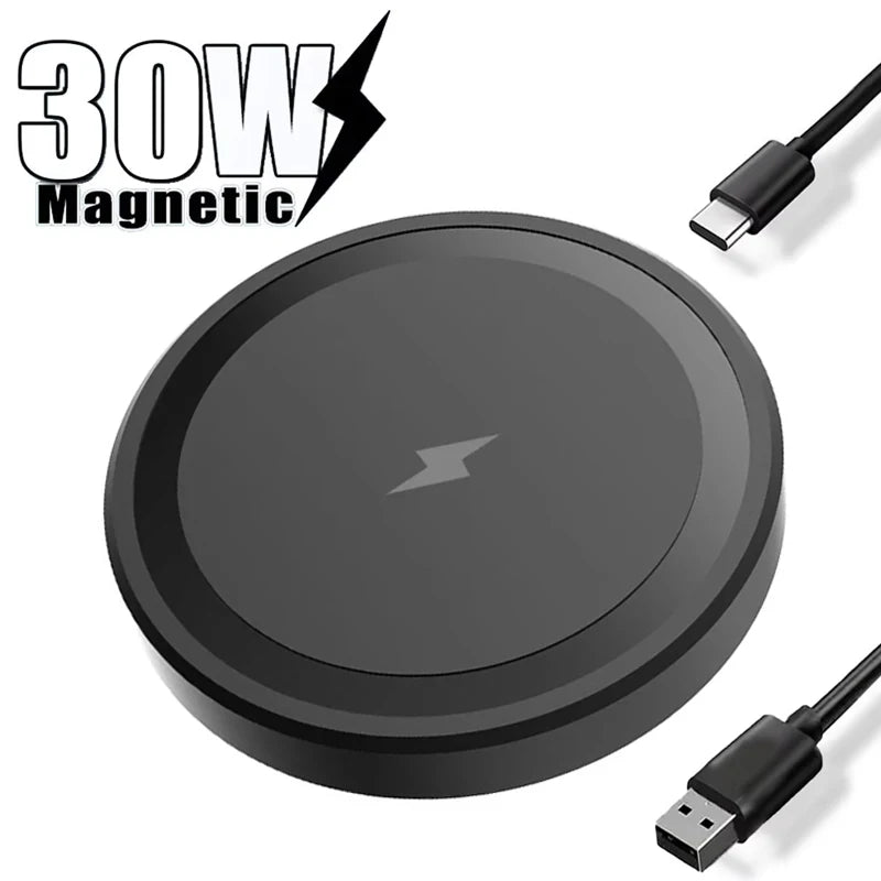 Chargeur magnétique sans fil 30W, pour Magsafe iPhone 17 16 15 14 13 12 Pro Max, aimant de bureau de Type C, charge rapide, support de téléphone