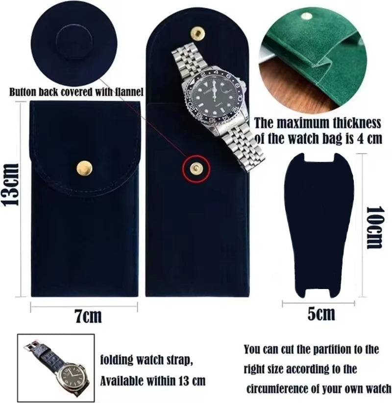 Embers – sac de montre en flanelle bleue et noire, sac cadeau, mallette de rangement de voyage, étui de Protection anti-poussière pour montre Portable Durable