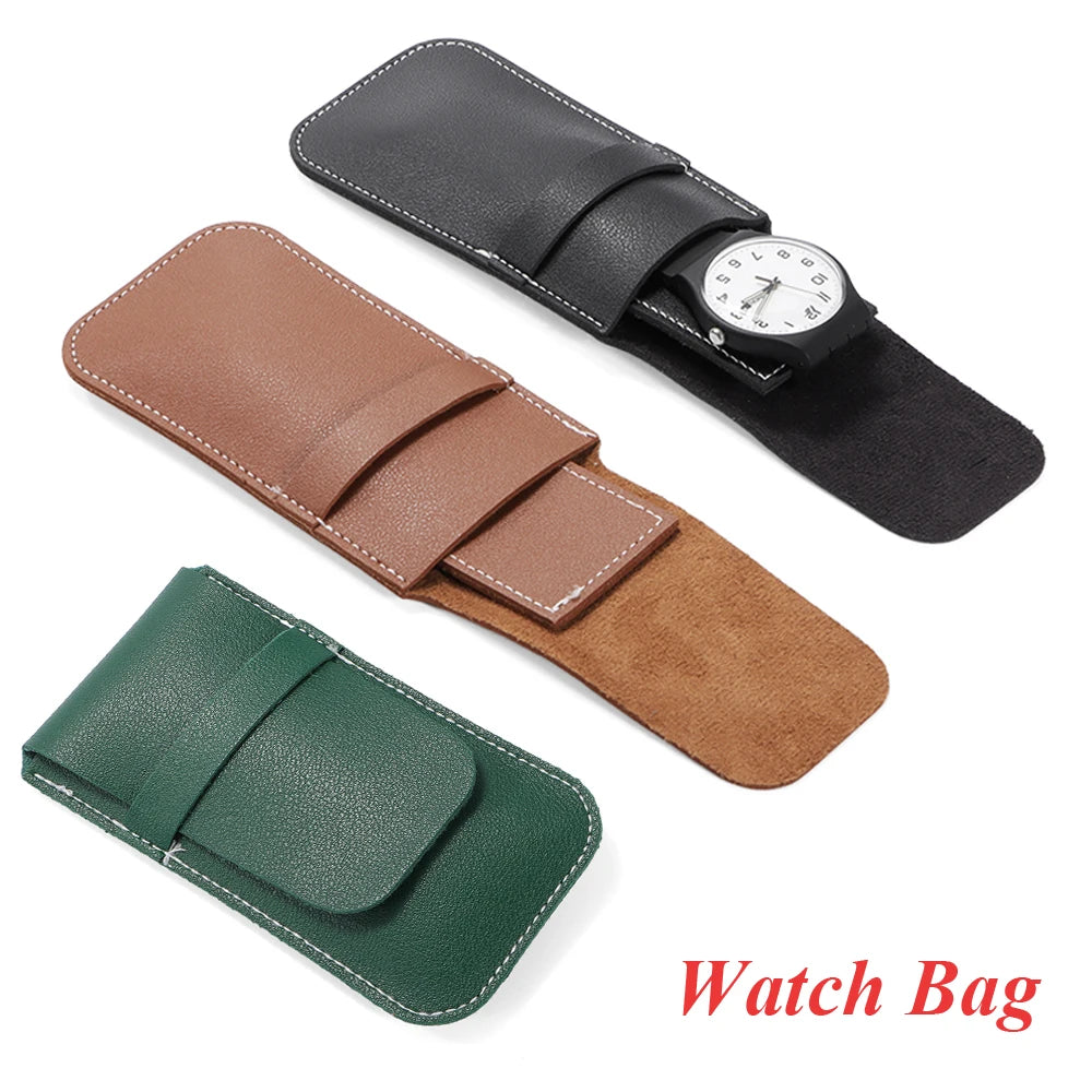 Sac de rangement de montre Portable, sac de montre Anti-poussière, organisateur de boîtier de montre en cuir PU, accessoires, sacs cadeaux à rabat à la mode