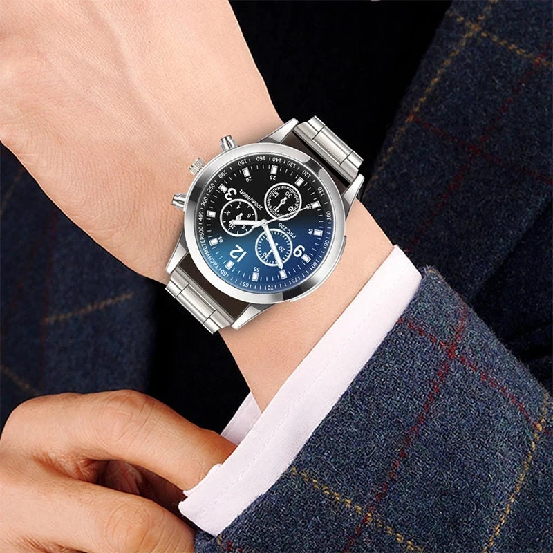 1/2 pièces montres d'affaires pour hommes montre à Quartz avec Bracelet en acier pour hommes de mode avec Bracelet (boîte non incluse)