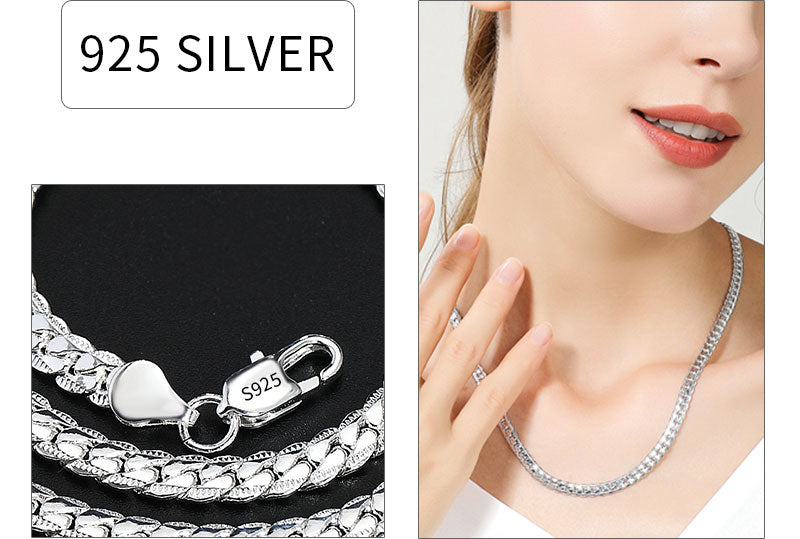 Collier en Or/Argent 18K pour Homme et Femme, Bijoux de Fiançailles et de Mariage, à la Mode, 6mm sur le Côté, 8/18/20/24 Pouces