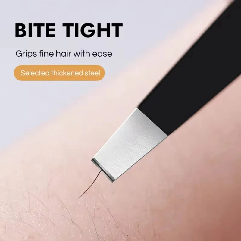 Pince à épiler professionnelle de précision en acier inoxydable, plumeuse à cheveux à pointe inclinée pour une toilettage facile, des sourcils et une barbe, imprimable et confortable